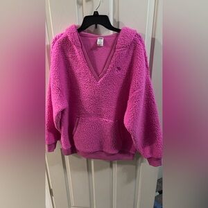 PINK Victoria's Secret Hot Pink Sherpa Pullover